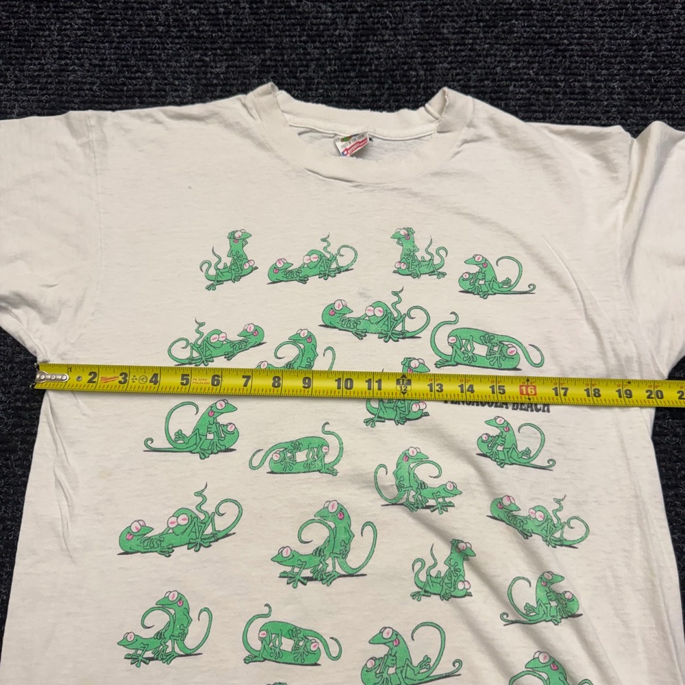 Vintage 90s Pensacola Beach Lizard T-Shirt Nixon Did This Single Stitch White L - Picture 2 of 16
